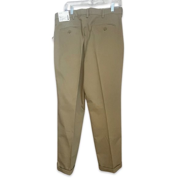 Khaki Lands' End Men Pleated Front Pants Size 34 NWT - Picture 2 of 3